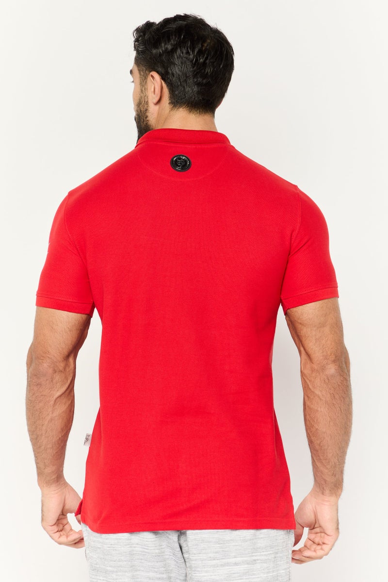 PHILIPP PLEIN Plein Sport Men Sportswear Fit Short Sleeves Outdoor Polo Shirt, Red - Image 4
